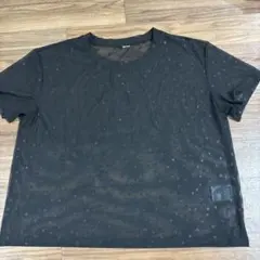 シースルー　黒　星　シアー　トップス　ブラック　半袖