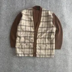 ノームコア カーディガン チェック ニット ブラウン（メンズM相当）