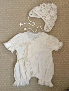 MONBEBE 新生児用ロンパース 産着 退院着 ボンネット