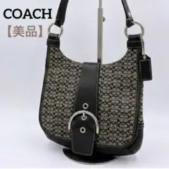 コーチ COACHミニシグネチャー ショルダーバッグ ハーフムーン 黒 6344