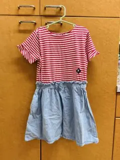 赤と白のストライプ 半袖ワンピース 130cmのサムネイル