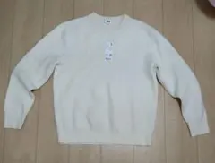 ウォッシャブルミラノリブクルーネックセーター　ユニクロ　Lサイズ　オフホワイト