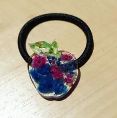 ヘアゴム No.79 ハート ブルー ドライフラワー - メルカリ