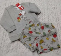 【新品】スヌーピー セットアップ 上下セット 80 フルーツ柄 ウッドストック