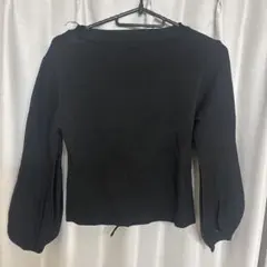 ブラック ニット トップス レースアップ