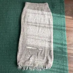 ニットタイトスカート フリンジ付き ホワイト