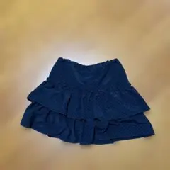 ブラックのドット柄フリルキュロットスカート　130cm