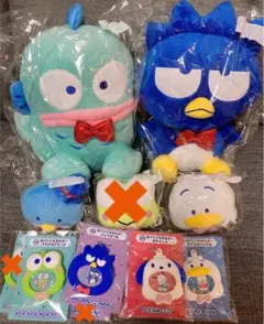 はぴだんぶい　くじ　バッドばつ丸ぬいぐるみ・ハンギョドンぬいぐるみセット