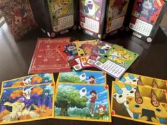 妖怪ウォッチ ポストカードカレンダー　&シールステッカーセット★立たせて遊べる