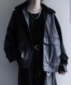 cussil フェイクレザージャケット ブラック