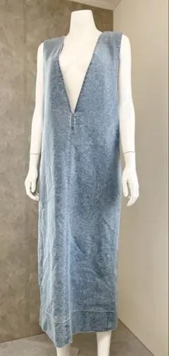 Vin ペイズリージャガード デニムジャンパースカート ライトブルー 38/M