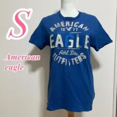 American Eagle アメリカンイーグル 半袖Tシャツ S ブルー 綿