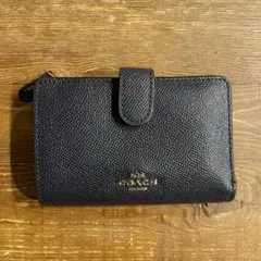COACH 美品✨クロスグレイン レザー スモール ダブル ジップ コイン 