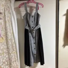 INGNI チェック柄&プリーツ　ノースリーブワンピース