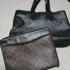 COACH ビジネスバッグ ブラック ブラウン