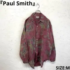 古着Vintageシルク混【Paul Smith】オープンカラー総柄長袖シャツMのサムネイル