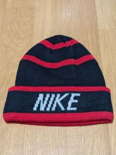 Y2K NIKE ニット帽 黒/赤 ストライプ