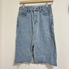 STYLENANDA ライトブルー デニムタイトスカート　スリット入りのサムネイル