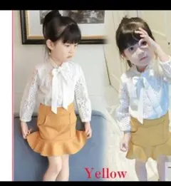 110　インポート　子供服　セットアップ　お嬢様　レース　ブラウス　スカート