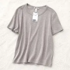 ✨新品✨ エイチアンドエム リブTシャツ ブラウン クルーネック カジュアル Lのサムネイル