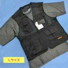 【新品】TROY BROS メッシュベスト＆Tシャツ/Ｌサイズ、ブラック