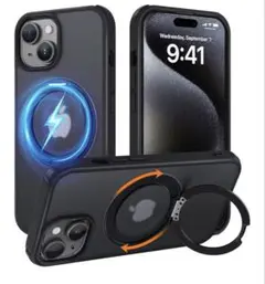 iPhone用マグネットケース ブラック　iPhone15