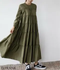 美品ELFRANKティアードブラウスロング丈ワンピース【洗える】のサムネイル