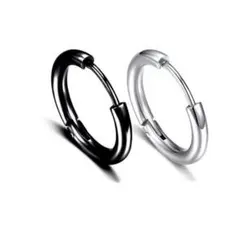ステンレスシルバー10mmフープピアス 片耳 女性男性