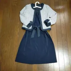 セレモニースーツ 3点セット ひざ丈ワンピース ウエストリボン付き