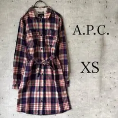 A.P.C. ワンピース 長袖 チェック 毛60% XS