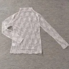 新品 Ｍサイズ ハイネックレースインナー カットソー トップス 花柄 シースルー