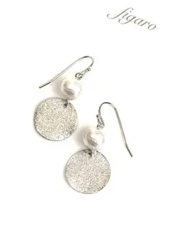 8㎜コットンパール & ラウンドピアス＊イヤリング(R)