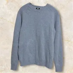 UNIQLO ユニクロ M ライトブルー ウール100 ラグランニット セーター
