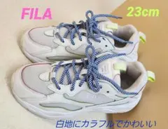 FILA レディーススニーカー 23cm 白地にカラフル 厚底