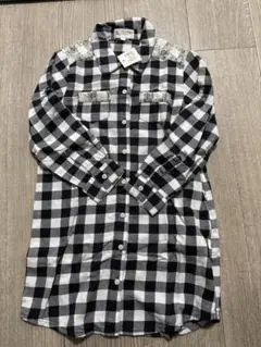 新品　マザウェイズ　長袖シャツ　ワンピース　 チェック　120cm 綿100%