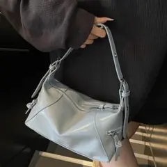 【新品未使用】SHEIN ショルダーバッグ 水色 ブルー PU素材 春 調節可能