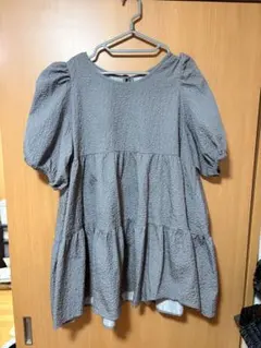 グレー ティアード 半袖チュニック