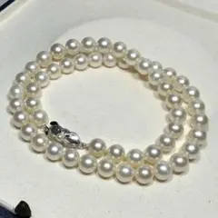 【照り強✨美品】パール 本真珠 ネックレス シルバー 7.5-8.0