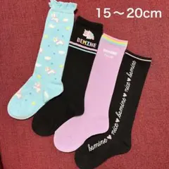 新品 靴下 ハイソックス 女の子 15〜20cm 4足セット ユニコーン ⑥