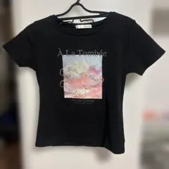 ROYAL PARTY 半袖Tシャツ 花柄プリント 黒