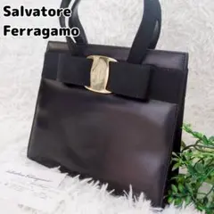 ◾︎美品◾︎ サルヴァトーレフェラガモ ハンドバッグ ヴァラリボン レザー ブラック