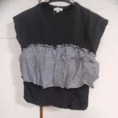 Seraphノースリーブ ギンガムチェックフリルと白い長袖Tシャツ2枚のサムネイル