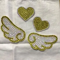 デコうちわパーツ　黄色　羽　ハート