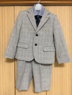【美品】petit main 男の子スーツ 5点セット 120cm グレー