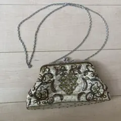 ビーズ刺繍パーティーバッグ クリーム色