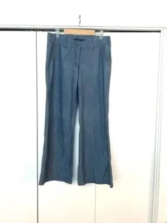 ZARA BASIC ブルーシャンブレー　フレアパンツ　38