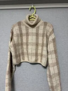 ミシェルマカロン チェックタートルニット