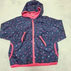 120 ハートリボン柄　 ウィンドブレーカー　シャカシャカジャンパー　紺色