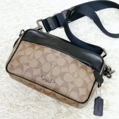 COACH コーチ ショルダーバッグ カメラバッグ シグネチャー レザー PVC