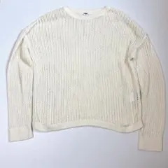 ユニクロ メッシュクルーネックセーター ホワイト Mサイズ 【即購入OK】のサムネイル